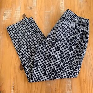 Talbots Women’s Hampshire Ankle Blue & White Pants 14W, Ankle Detail, Preppy